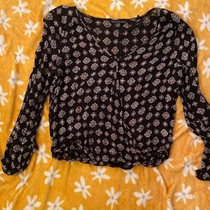 American Eagle Wrap Style Long Sleeve Top